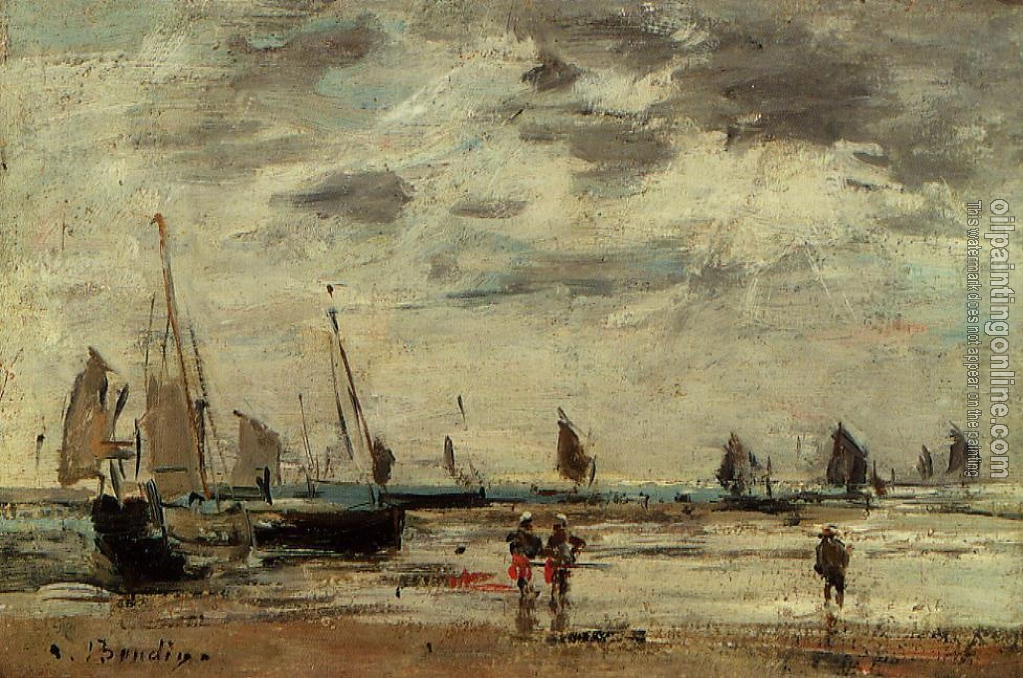Boudin, Eugene - Berck, Jetty and Sailing Boats at Low Tide
